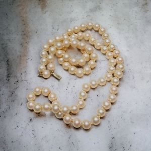 Vintage 1950s Mid Century Marvella Faux Pearl Beaded Necklace